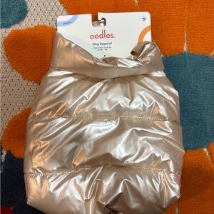 Oodles Metallic Puffer Dog Jacket - Champagne